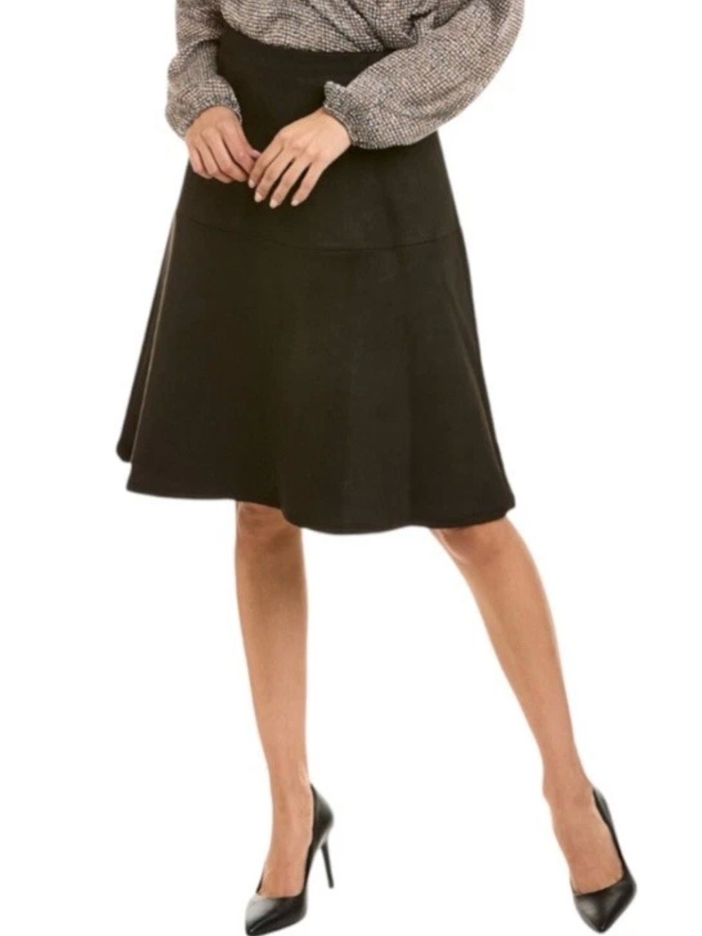 Anne Klein Scuba Skirt Faux Suede Black Sz 6 NWT - Picture 2 of 9